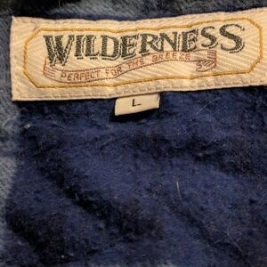 Wilderness Men's Blue Fleece Checkered Flannel Long Sleeve Button Down Shirt